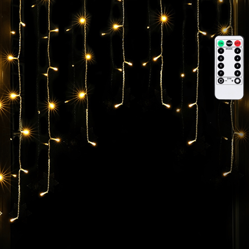 Aigostar - LED-ulkovalosarja jouluksi, 100xLED/6W/230V/8 toimintoa, 1,5x1m, IP44, lämmin valkoinen + kaukosäädin