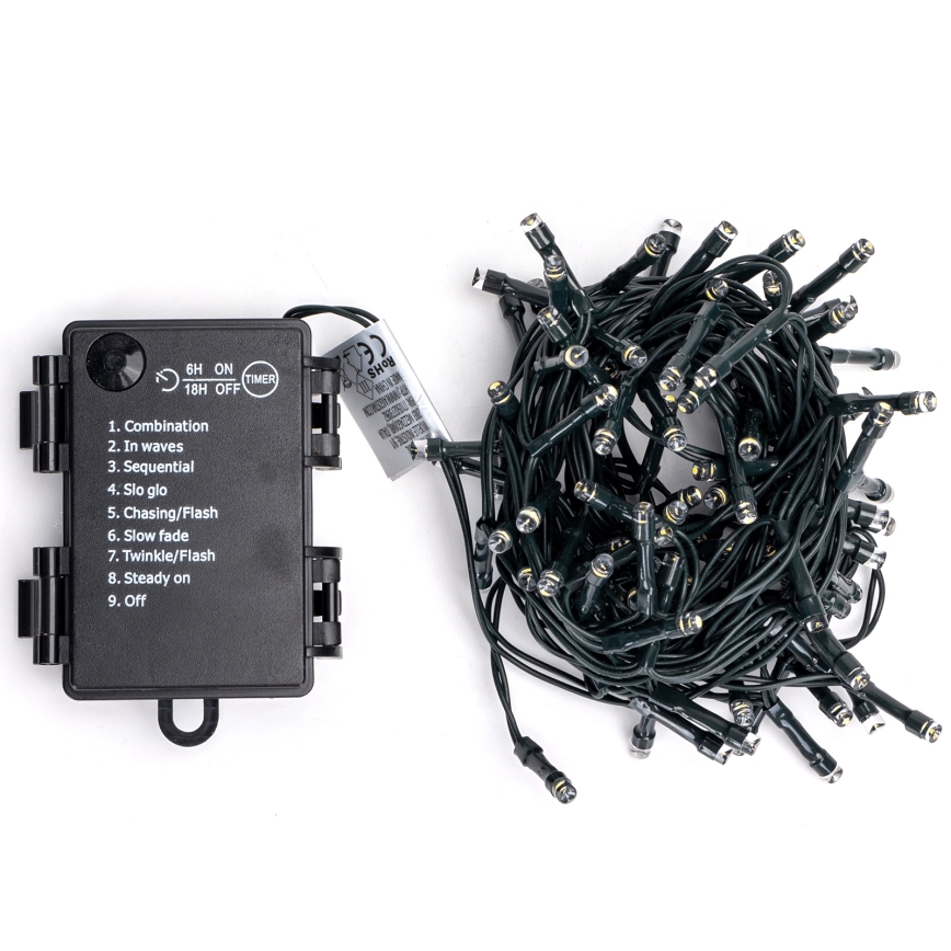 Aigostar - LED-ulkojouluköynnös 100xLED/8 toimintoa 3xAA 5,3 m IP44 monivärinen