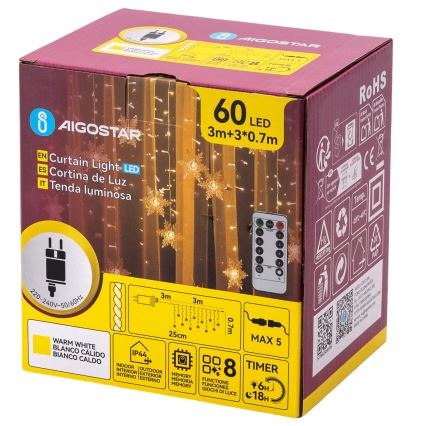 Aigostar - LED ulkovaloketju 120xLED/8 toimintoa 3x0,7m IP44 lämmin valkoinen + kaukosäädin