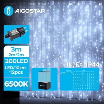 Aigostar - LED-ulkojouluvalosarja 200xLED/8 toimintoa 5x2m IP44 kylmänvalkoinen