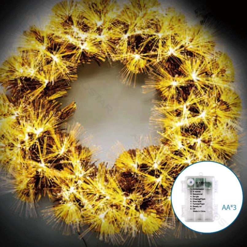 Aigostar - LED-ulkokäyttöinen 3D-joulukranssi 72xLED/3xAA Ø 50 cm IP44 lämmin valkoinen