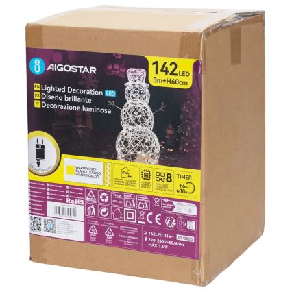 Aigostar - LED-ulkojoulukoriste LED/3,6W/31/230V 2700K 60 cm IP44 lumiukko