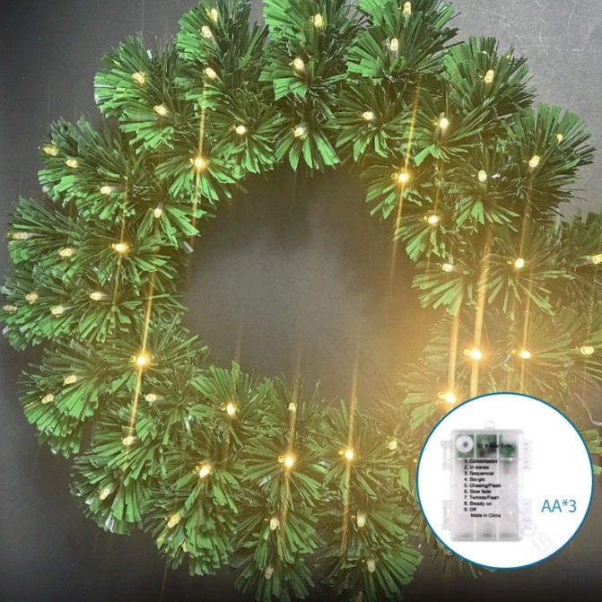 Aigostar - LED-ulkokäyttöinen joulukranssi 72xLED/3xAA Ø 50 cm IP44 lämmin valkoinen