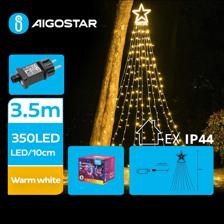 Aigostar - LED Ulkokäyttöön tarkoitettu joulukoriste LED/6W/230V 3,5m IP44 lämmin valkoinen