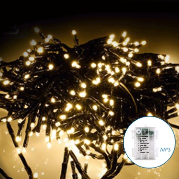 Aigostar - LED Ulkokäyttöön tarkoitettu joulukoristesarja 50xLED/8 toimintoa 3xAA 5,3m IP44 lämmin valkoinen
