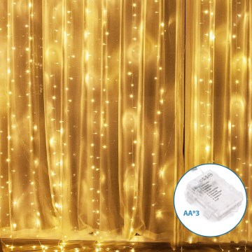 Aigostar - LED Ulkokäyttöön tarkoitettu joulukoristevalosarja 200xLED/8 toimintoa 3xAA 5x2m IP44 lämmin valkoinen