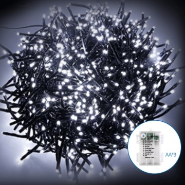 Aigostar -LED Ulkokäyttöön tarkoitettu joulukoristevalosarja 50xLED/8 toimintoa 3xAA 5,3m IP44 kylmä valkoinen