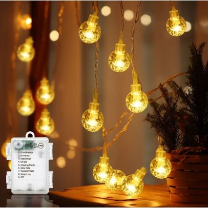 Aigostar - LED-ulkojouluketju 100xLED/3xAA/8 toiminnot 10,3 m IP44 lämpimänvalkoinen