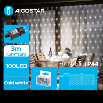 Aigostar - LED-ulkoketju 100xLED/8 toiminnot 4,5x1,5m IP44 kylmänvalkoinen