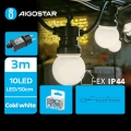 Aigostar - LED ulkokoristevalosarja 10xLED/3m IP44 kylmänvalkoinen