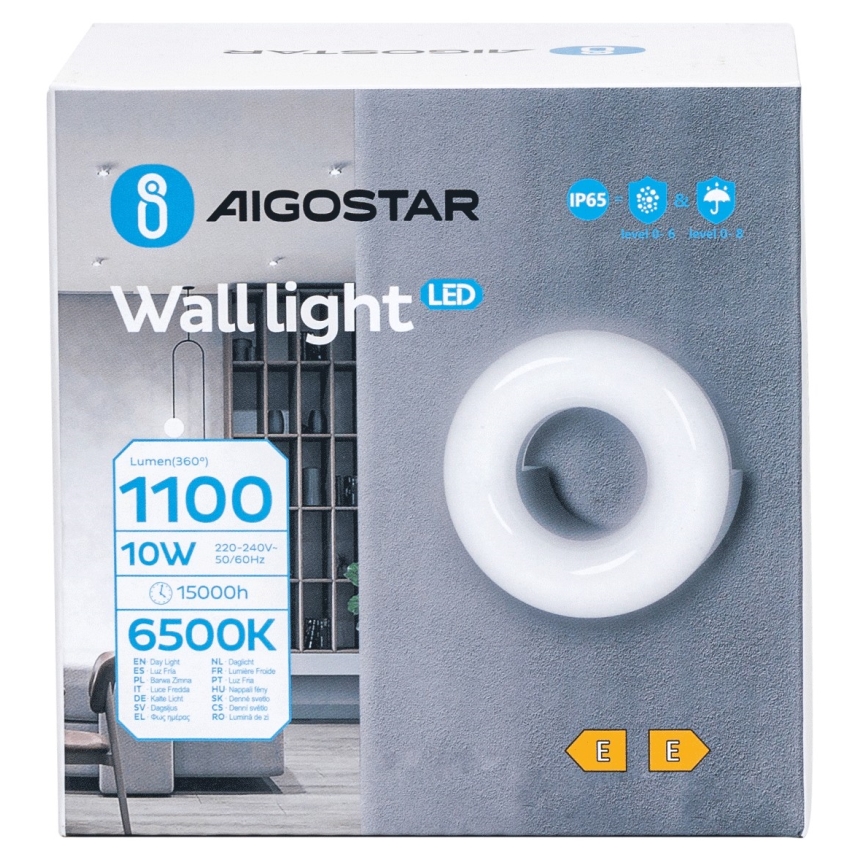 Aigostar - LED-ulkoseinävalaisin LED/10W/230V 6500K IP65 musta