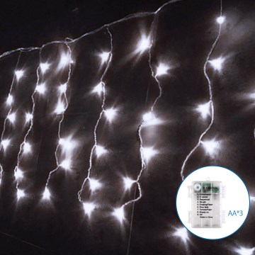 Aigostar - LED-ulkovalojen joulukoristeketju 100xLED/8 toimintoa/3xAA 8x0,4m IP44 kylmä valkoinen