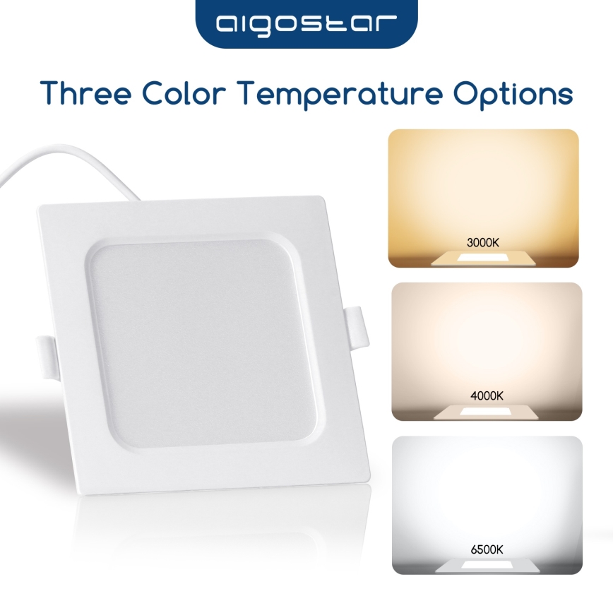 Aigostar - LED-upotettava alasvalo LED/6W/230V 4000K 12x12 cm valkoinen