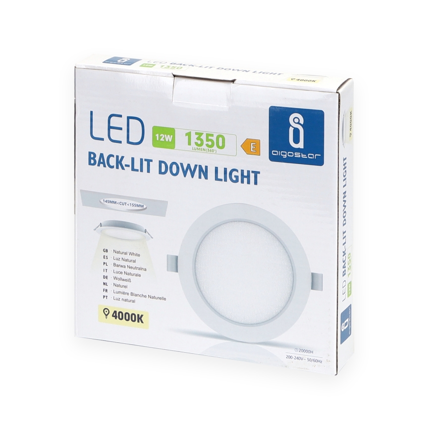 Aigostar - LED upotettava valo LED/12W/230V 4000K halkaisija 17,5 cm valkoinen