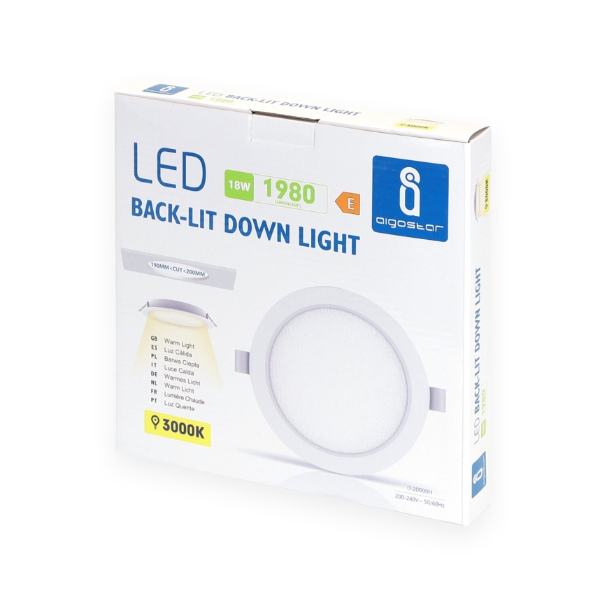Aigostar - LED upotettava valo LED/18W/230V 3000K halkaisija 27,5 cm valkoinen