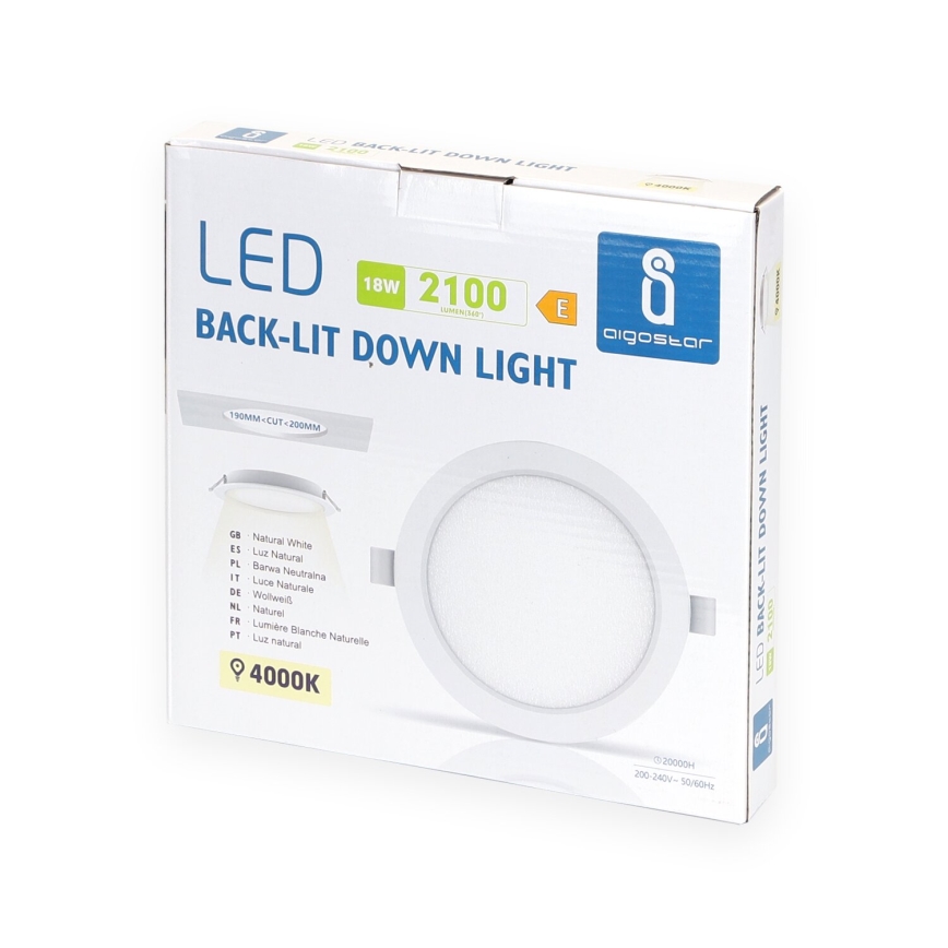 Aigostar - LED upotettava valo LED/18W/230V 4000K halkaisija 22 cm valkoinen