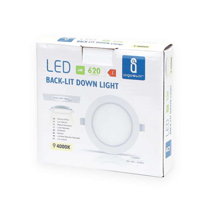 Aigostar - LED upotettava valo LED/6W/230V 4000K halkaisija 11,8 cm valkoinen