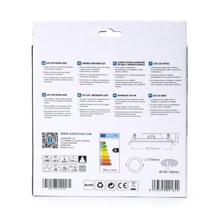 Aigostar - LED upotettava valo ULTRATHIN LED/16W/230V 6000K valkoinen