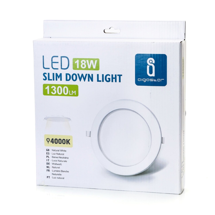 Aigostar - LED upotettava valo ULTRATHIN LED/18W/230V 4000K valkoinen