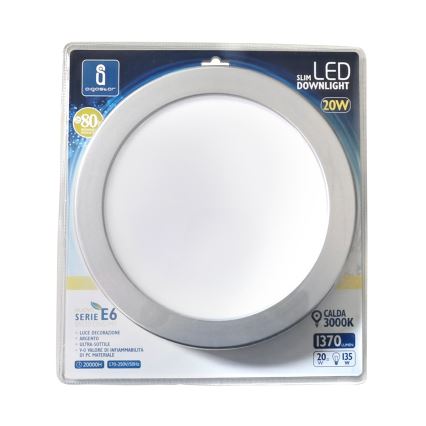 Aigostar - LED upotettava valo ULTRATHIN LED/20W/230V 3000K mattakromi