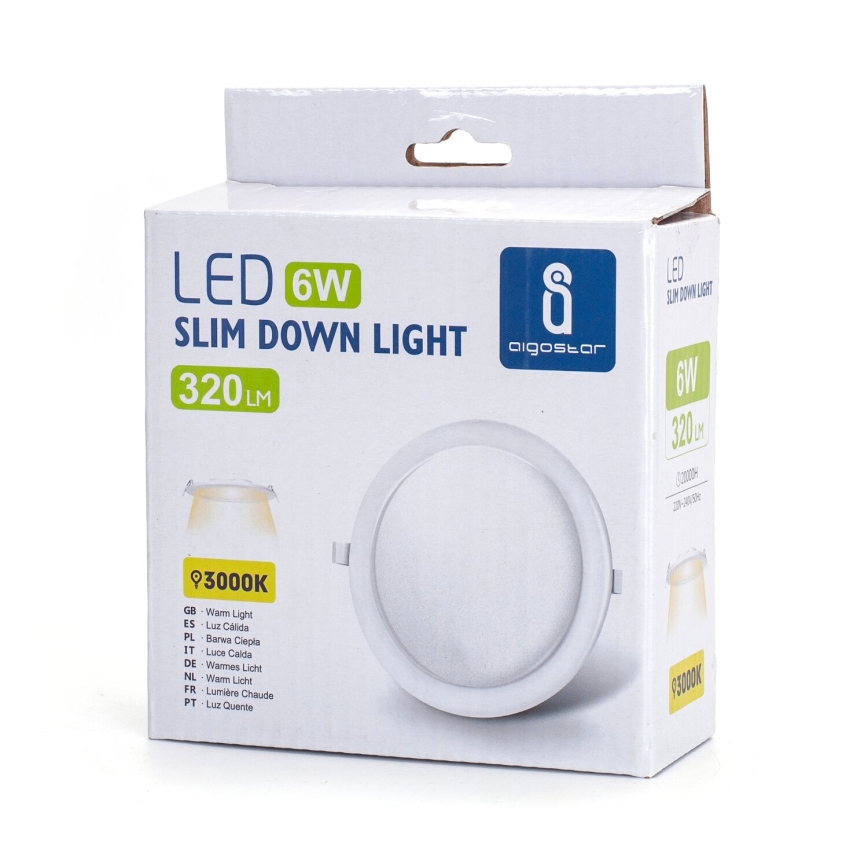 Aigostar - LED upotettava valo ULTRATHIN LED/6W/230V 3000K valkoinen