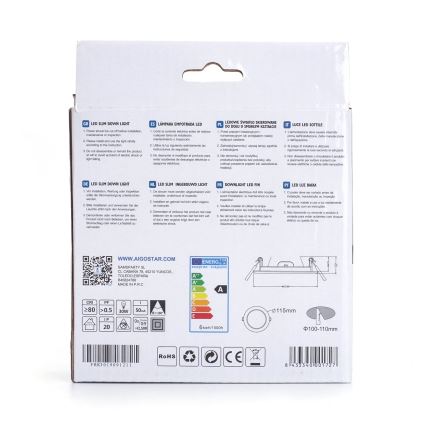 Aigostar - LED upotettava valo ULTRATHIN LED/6W/230V 3000K valkoinen