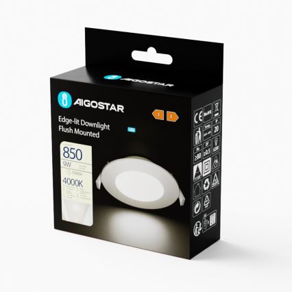Aigostar - LED upotettava valo ULTRATHIN LED/9W/230V 4000K valkoinen