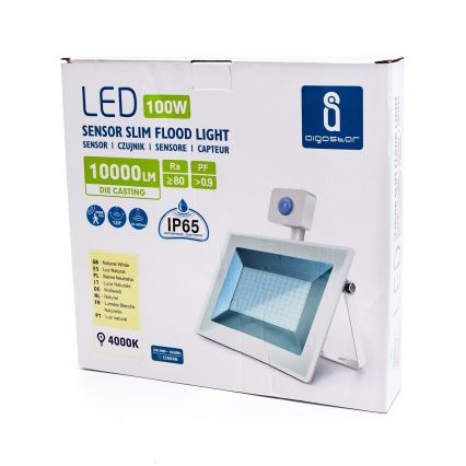 Aigostar - LED-valonheitin anturilla LED/100W/230V 4000K IP65 valkoinen