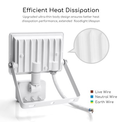 Aigostar - LED-valonheitin anturilla LED/20W/230V 4000K IP65 valkoinen