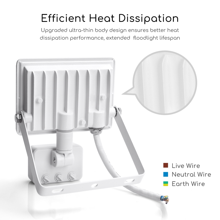 Aigostar - LED-valonheitin anturilla LED/20W/230V 4000K IP65 valkoinen