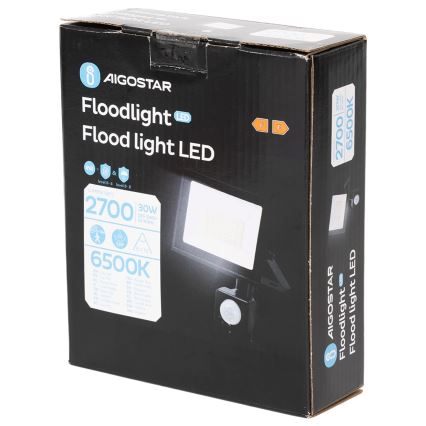 Aigostar - LED-valonheitin anturilla LED/30W/230V 6500K IP65