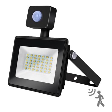 Aigostar - LED Valonheitin anturilla LED/50W/230V 4000K IP65 musta