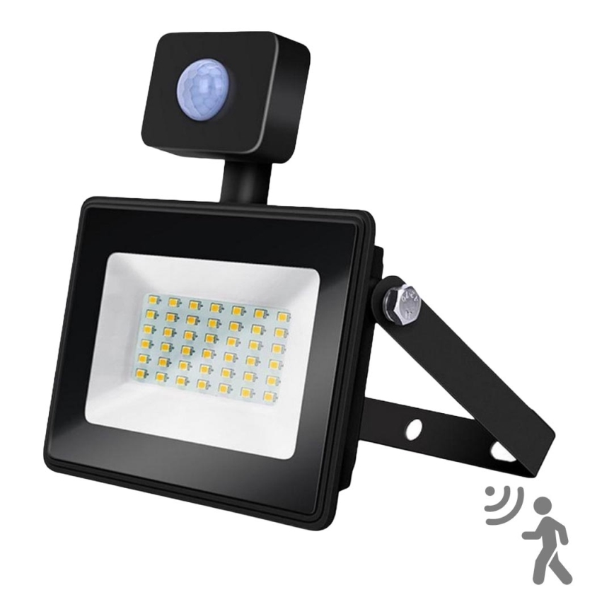 Aigostar - LED Valonheitin anturilla LED/50W/230V 4000K IP65 musta