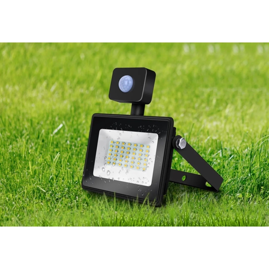 Aigostar - LED Valonheitin anturilla LED/50W/230V 4000K IP65 musta