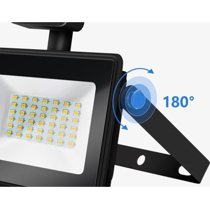 Aigostar - LED Valonheitin anturilla LED/50W/230V 4000K IP65 musta