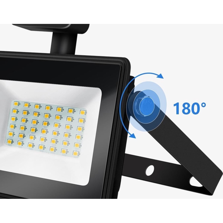 Aigostar - LED Valonheitin anturilla LED/50W/230V 4000K IP65 musta