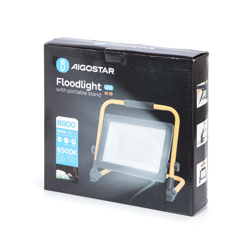 Aigostar - LED Valonheitin jalustalla LED/100W/230V 6500K IP65