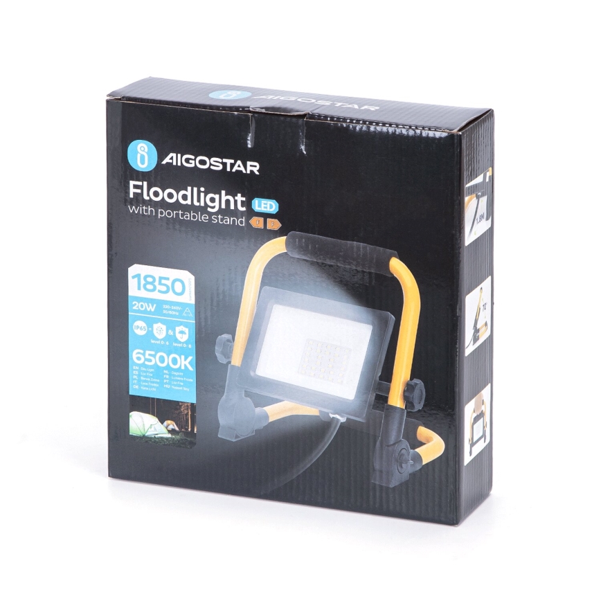 Aigostar - LED Valonheitin jalustalla LED/20W/230V 6500K IP65