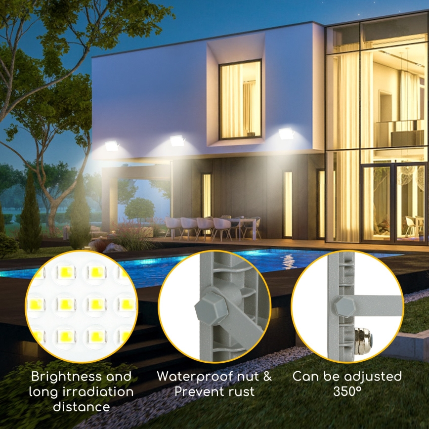 Aigostar - LED-valonheitin LED/100W/230V harmaa 4000K IP65