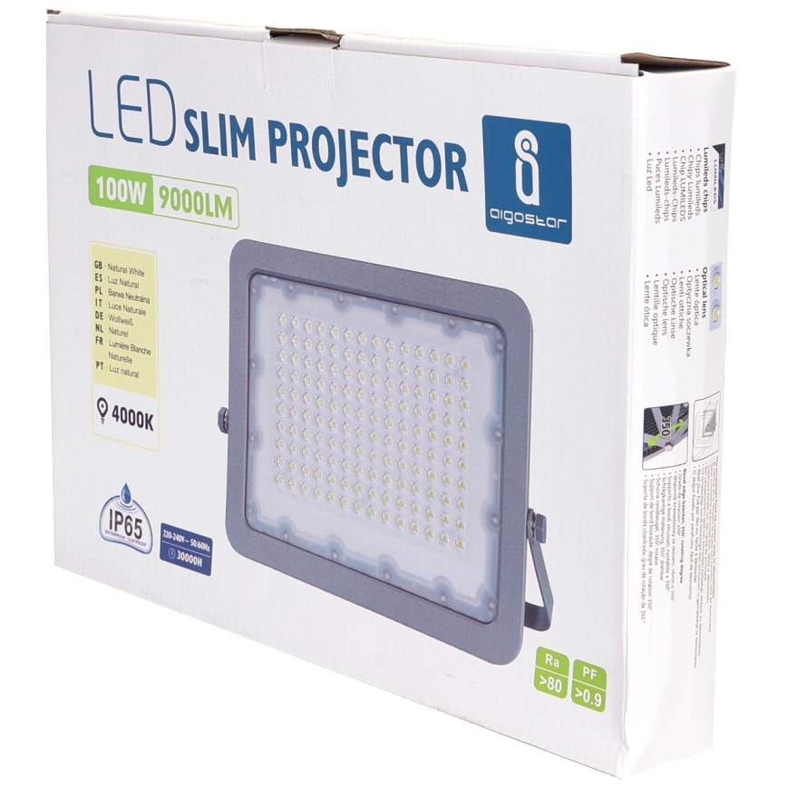 Aigostar - LED-valonheitin LED/100W/230V harmaa 4000K IP65