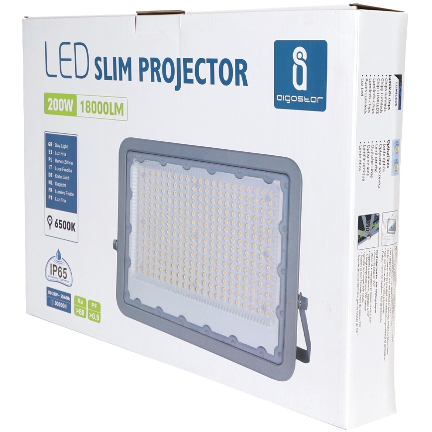 Aigostar - LED-valonheitin LED/200W/230V harmaa 6500K IP65