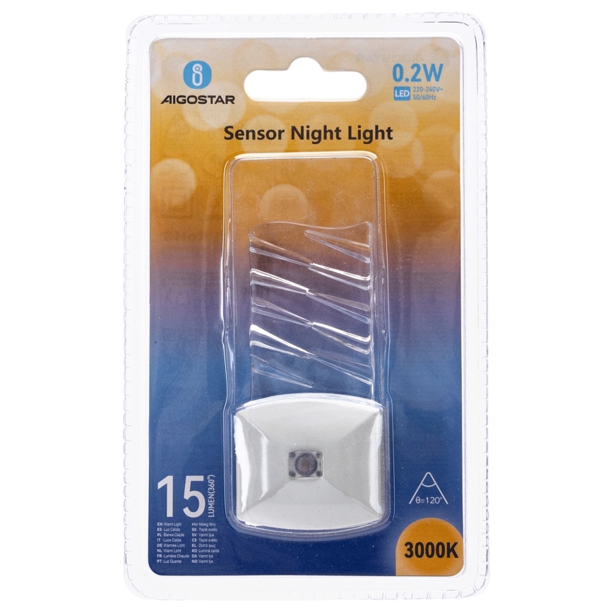 Aigostar - LED Yövalo hämärätunnistimella LED/0,2W/230V 3000K