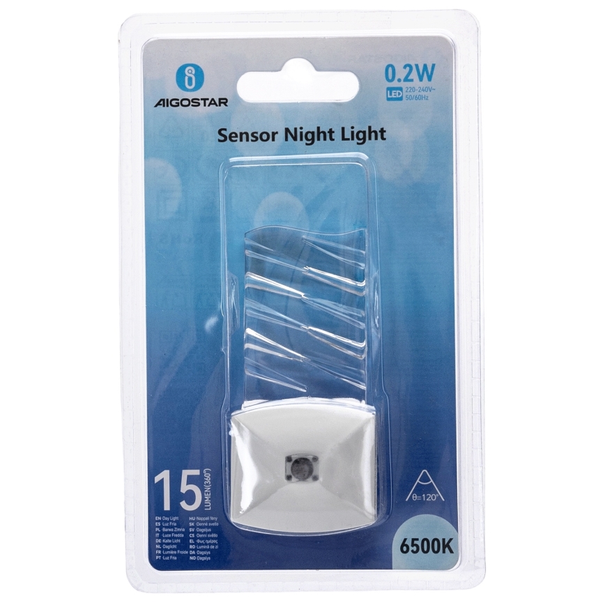 Aigostar - LED Yövalo hämärätunnistimella LED/0,2W/230V 6500K