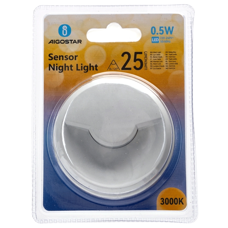 Aigostar - LED Yövalo hämärätunnistimella LED/0,5W/230V 3000K