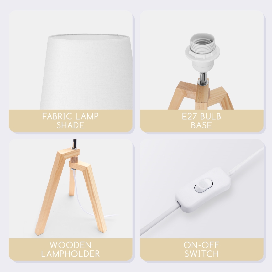 Aigostar - Mäntyinen pöytävalaisin 1xE27/60W/230V