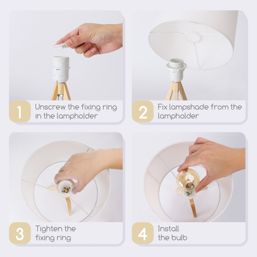 Aigostar - Mäntyinen pöytävalaisin 1xE27/60W/230V