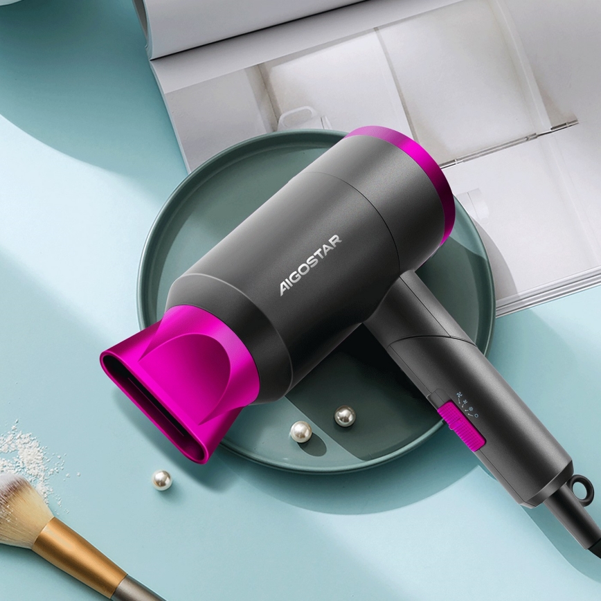 Aigostar - Matka-hiustenkuivain 1800W/230V violetti/musta