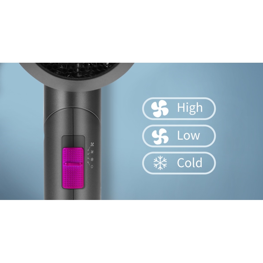 Aigostar - Matka-hiustenkuivain 1800W/230V violetti/musta