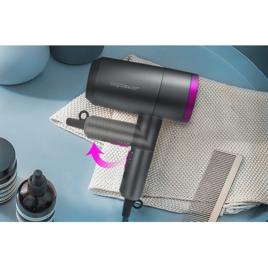 Aigostar - Matka-hiustenkuivain 1800W/230V violetti/musta