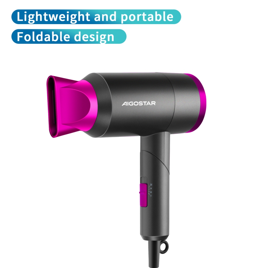 Aigostar - Matka-hiustenkuivain 1800W/230V violetti/musta
